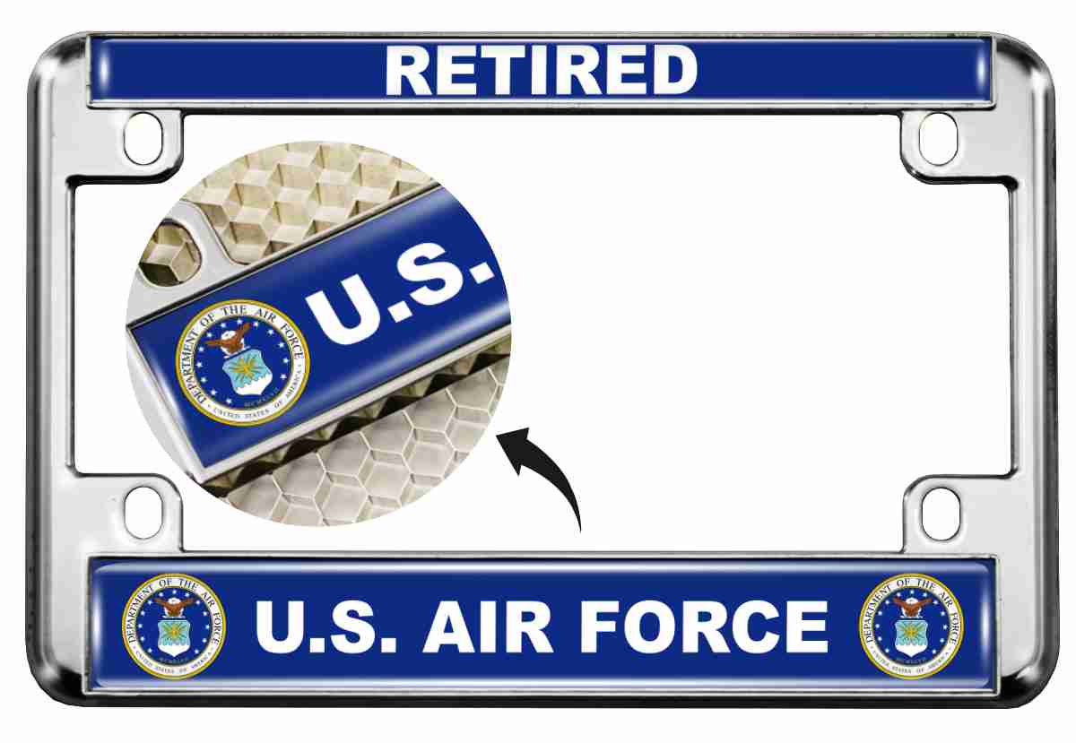 U.S. Air Force Retired - Motorcycle Metal License Plate Frame